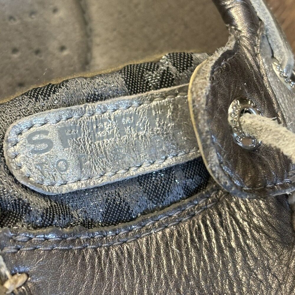 Sperry Top-Sider Angelfish Boat Shoe Silver Leopard Print Leather Women’s 6.5 - Picture 10 of 11
